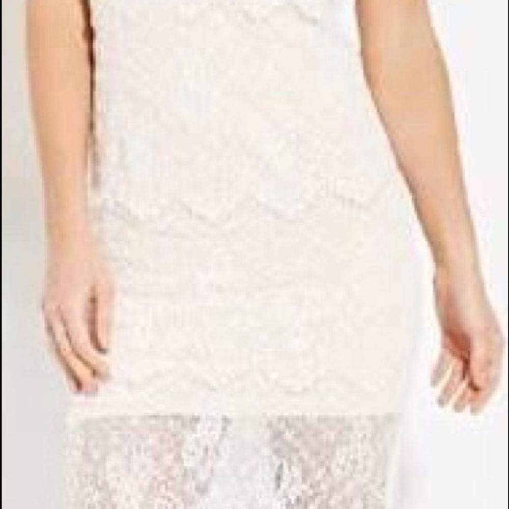Forever 21 Knee Length Cream & Peach Dress.